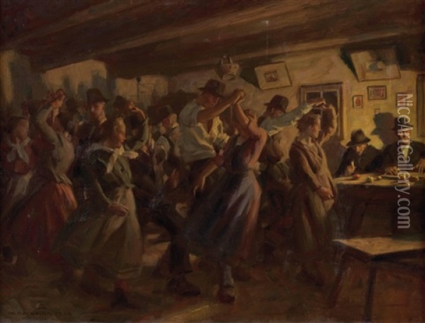 Bauerlicher Tanzabend Oil Painting - Wilhelm Dachauer