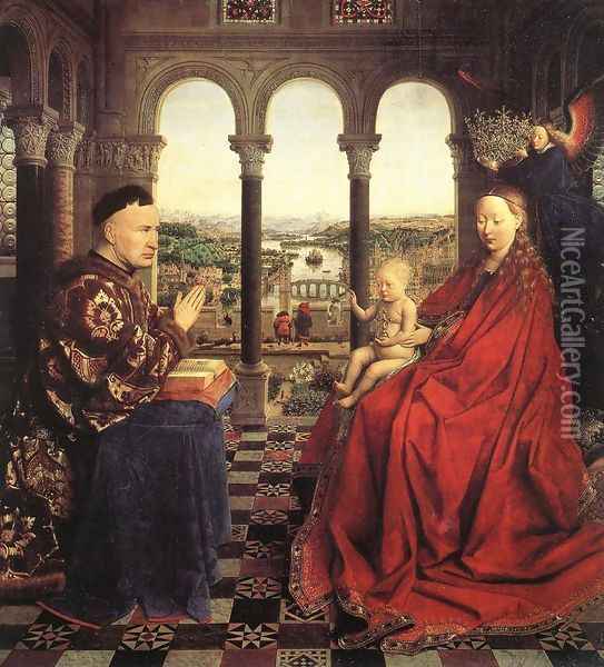 The Virgin Of Chancellor Rolin Oil Painting - Jan Van Eyck