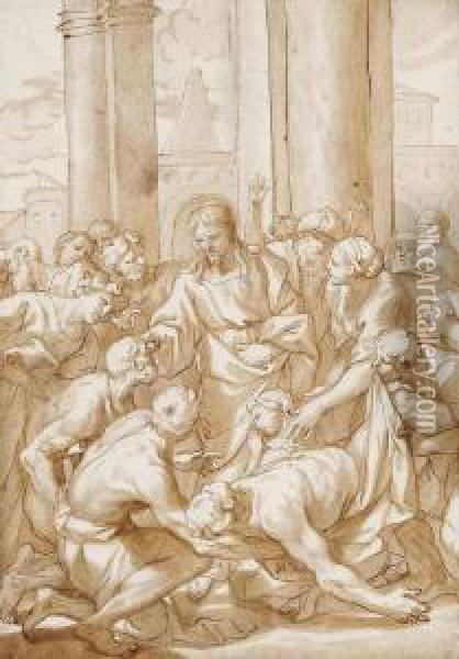 Christ Healing The Sick Oil Painting - Domenico Piola