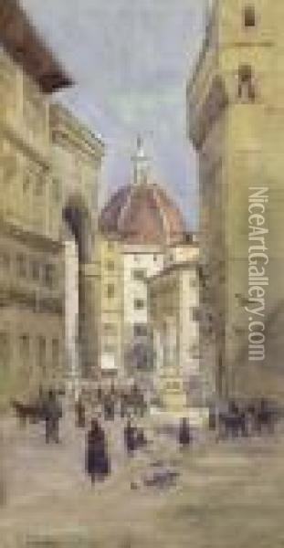 Die Piazza Della Signoria In Florenz Oil Painting - Ernst Graner