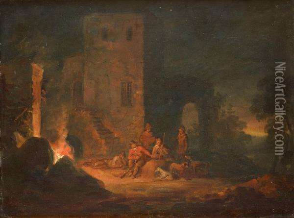 Fellowship By The Campfire Oil Painting - Alexander Laureus