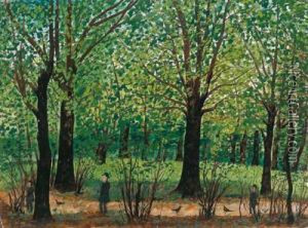 Partie Aus Dem ... Garten Wild... Oil Painting - Josef Karl Radler