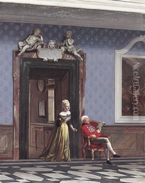 Szene Aus Dem Kuppelsaal Im Schloss Frederiksborg Oil Painting - Carl Christian Andersen