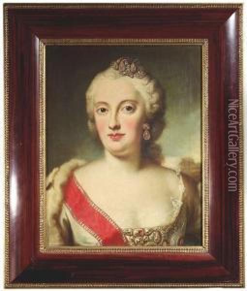 Portrait Of Maria Anna Of Saxony, Wife Of The Bavarian Archeduke Max Iii Oil Painting - Georg Desmares