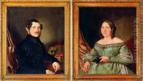 Hazaspar Portreja (pair) Oil Painting - Adolf Kosarek