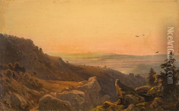 Gebirgslandschaft Im Abendlicht Oil Painting - Johann Wilhelm Schirmer
