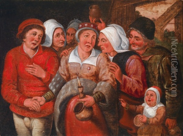 Die Tranen Der Braut Oil Painting - Marten van Cleve the Elder