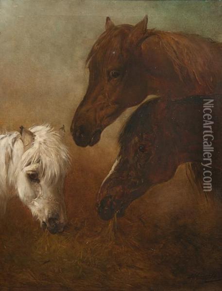 Three Horses' Heads Oil Painting - Edward Robert Smythe