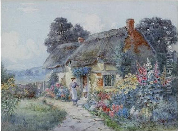 'shirley, Hampshire'; And 'a Sussex Cottage' Oil Painting - Thomas Noelsmith