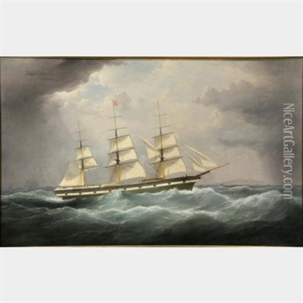 The Ship 'roger Stewart', Leading A Storm Oil Painting - Samuel Walters