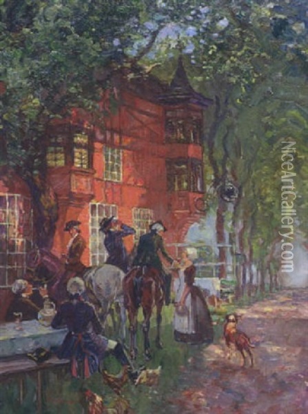 Rastende Reiter Oil Painting - Alois Wierer