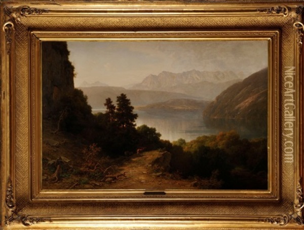 Le Brame Du Cerf En Montagnes Alpines Oil Painting - Joseph Schertel