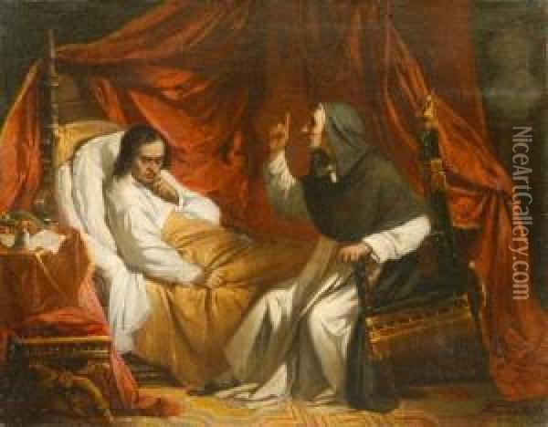 Il Savonarola Al Letto Di Morte Di Lorenzo Il Magnifico Oil Painting - Antonio Puccinelli