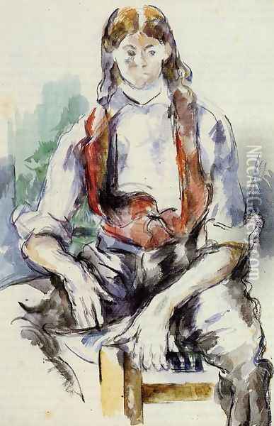 Boy In A Red Vest5 Oil Painting - Paul Cezanne