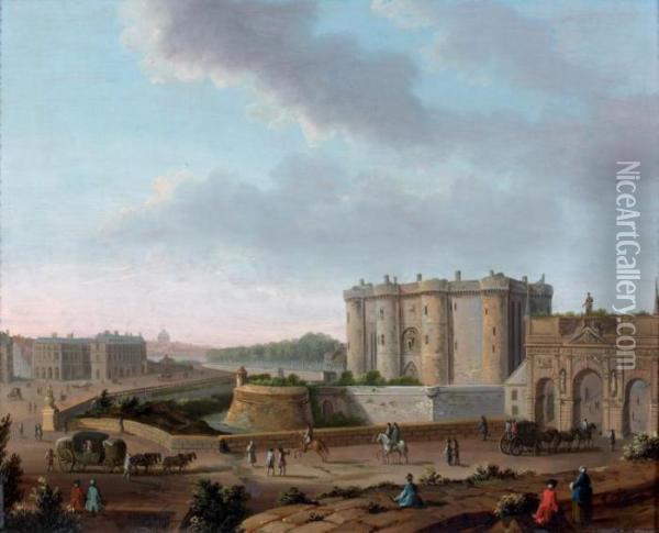 Promenade Pres D'un Chateau Oil Painting - Louis-Nicolas de Lespinasse