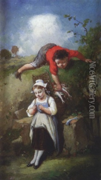 Le Petit Chapardeur Oil Painting - Francois-Louis Lanfant