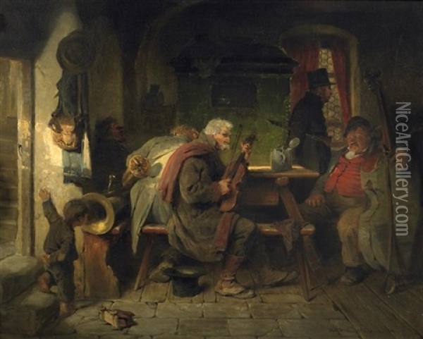 Musikanten In Der Wirtsstube Oil Painting - Hugo Wilhelm Kauffmann