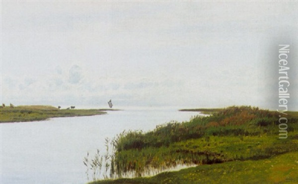 Landskab Med Audlob Oil Painting - Vilhelm Groth