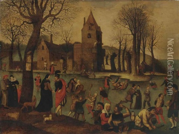 Merry-making On The Ice Oil Painting - Jan Brueghel the Elder