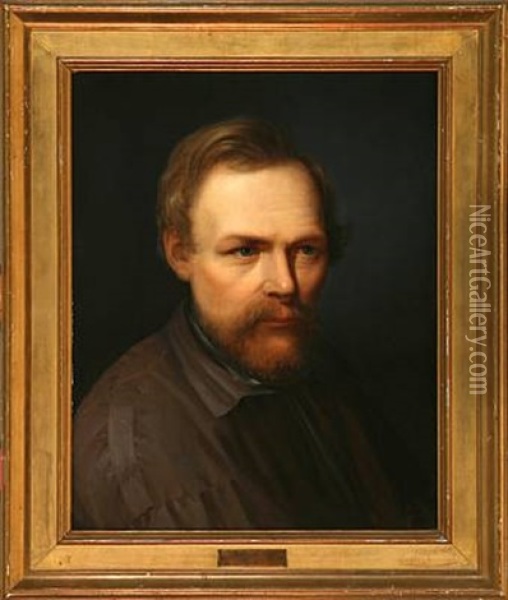Portraet Af Jens Adolf Jerichau Oil Painting - Elisabeth Anna Maria Jerichau-Baumann