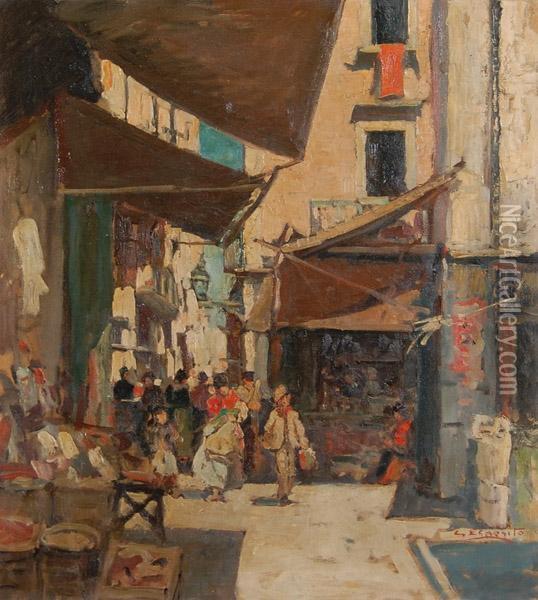 Il Mercato Oil Painting - Cesare Esposito