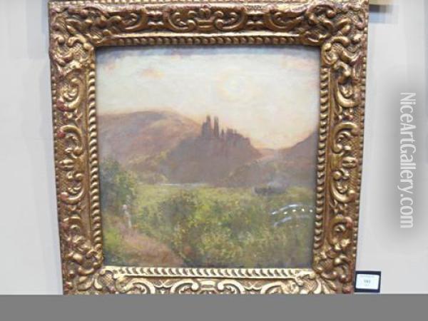 Landscape With Castle Oil Painting - David Murray
