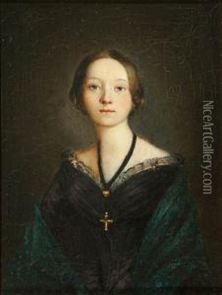 Portret Jadwigi Luszczewskiej (deotymy) Oil Painting - Mateusz Zarzecki