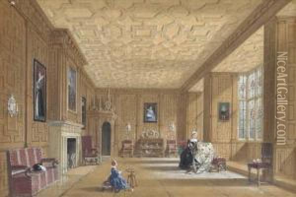 The Oak Room At Broughton Castle Near Banbury, Oxfordshire Oil Painting - Joseph Nash