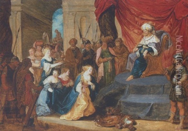 Salomo Und Die Konigin Von Saba Oil Painting - Hans Jordaens III