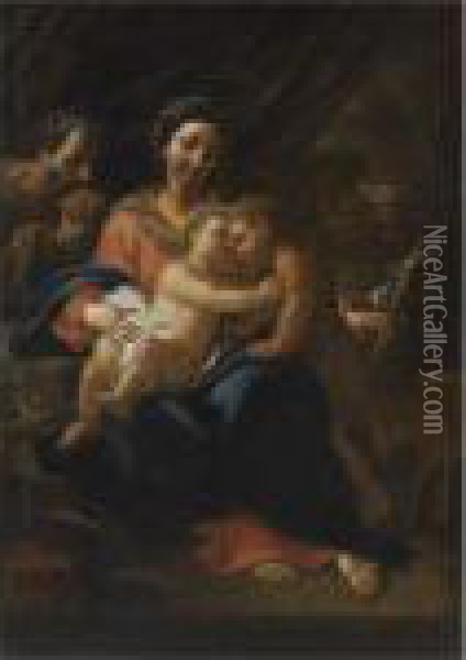 The Holy Family Oil Painting - Sebastiano Conca