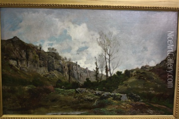 Rochers A Vic-sur-cere Pres D'aurillac Oil Painting - Theodore Levigne