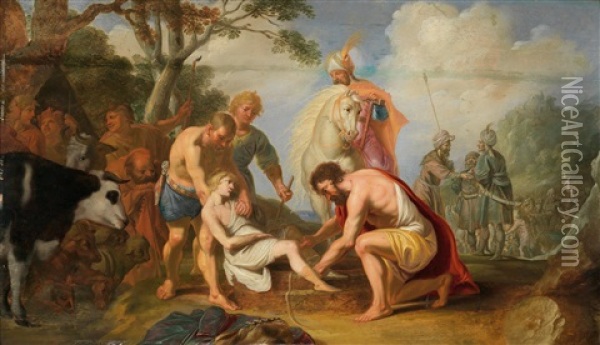 Joseph Wird Von Seinen Brudern In Den Brunnen Geworfen Oil Painting - Isaac Isaacsz
