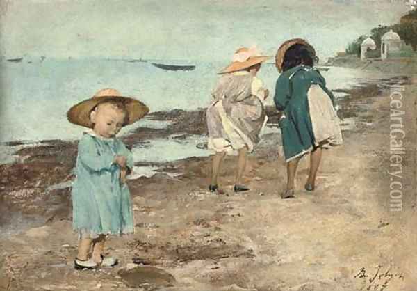 Enfants au bord de la mer Oil Painting - Philippe Jolyet