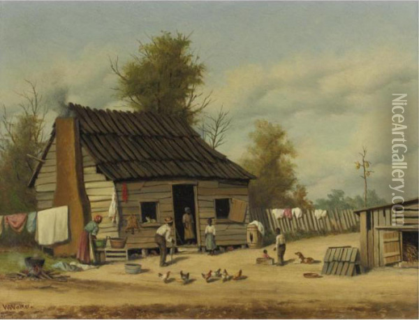 The Cotton Pickers' Cabin Oil Painting - William Aiken Walker
