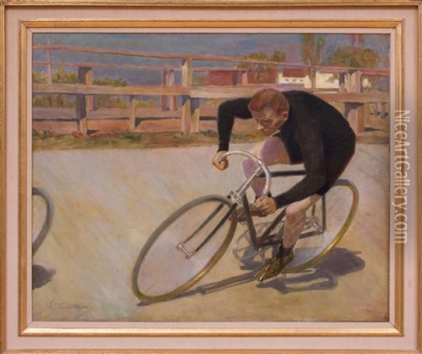 Bicycle Racer Oil Painting - Nikolai Dmitrievich Kuznetsov