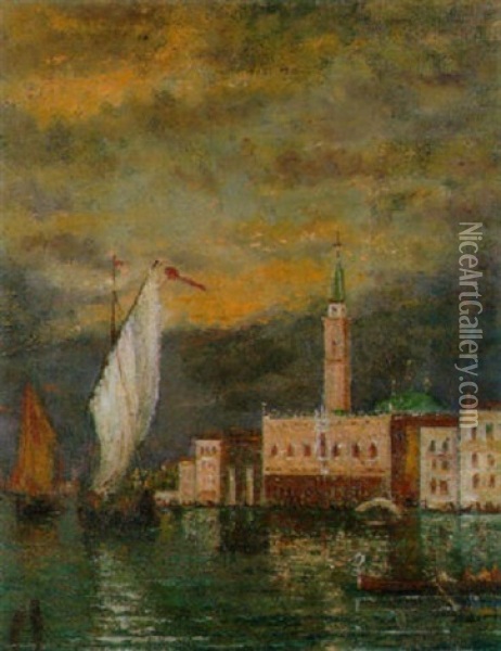 Segelboote Und Gondeln In Der Lagune Von Venedig Oil Painting - Henry Gerard