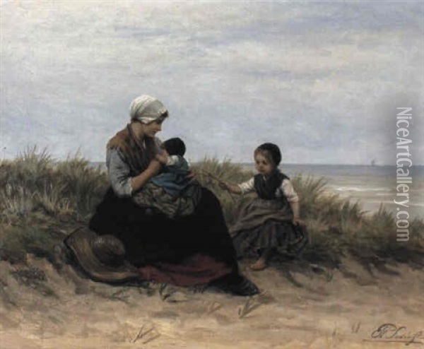 On The Beach Oil Painting - Philip Lodewijk Jacob Frederik Sadee