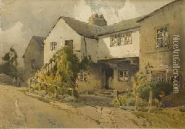 Old Houses At Hawkshead Oil Painting - Arthur Tucker