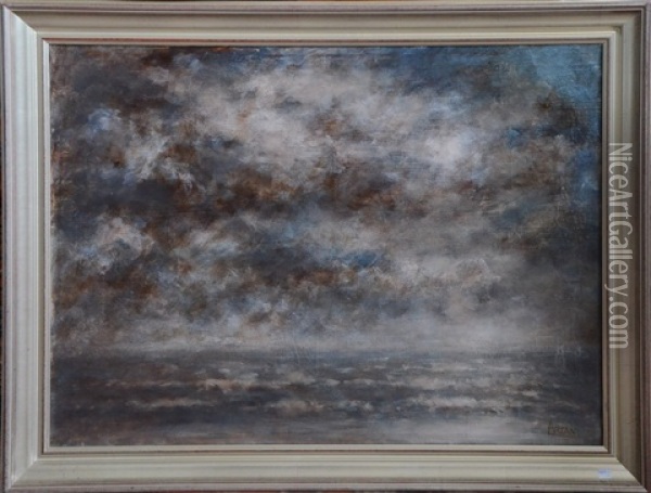 Marine Au Ciel Orageux Oil Painting - Louis Artan De Saint-Martin