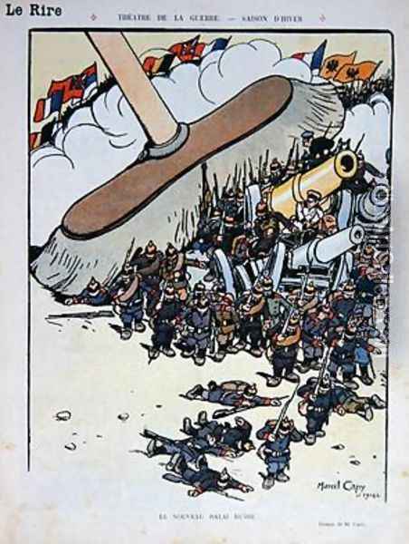 'The New Russian Broom', cartoon from 'Le Rire' magazine on 5th December 1914 Oil Painting - Marcel Amable O.L. Capy