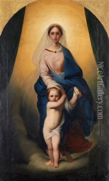Madonna With Child Oil Painting - Fedor (Fidelio) Antonovich Bruni