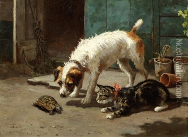 An Unusual Visitor Oil Painting - Alfred Duke