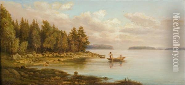 Kalastajat. Oil Painting - Rudolf Akerblom