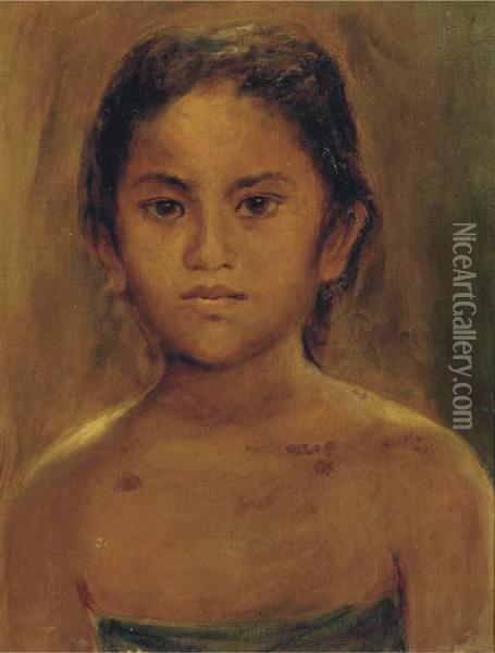 Portrait Of An Indonesian Girl Oil Painting - Max Fleischer