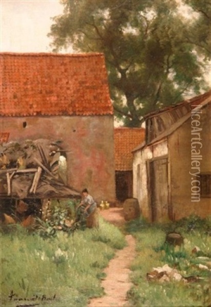 Blick Auf Idyllischen Bauernhof Oil Painting - Frans De Beul