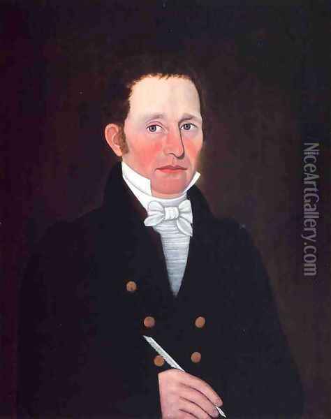 Portrait of John Cox of Bridgeton, Maine Oil Painting - John Brewster Jr.