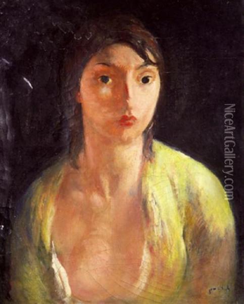 Portrait De Femme Oil Painting - Michel Simonidy