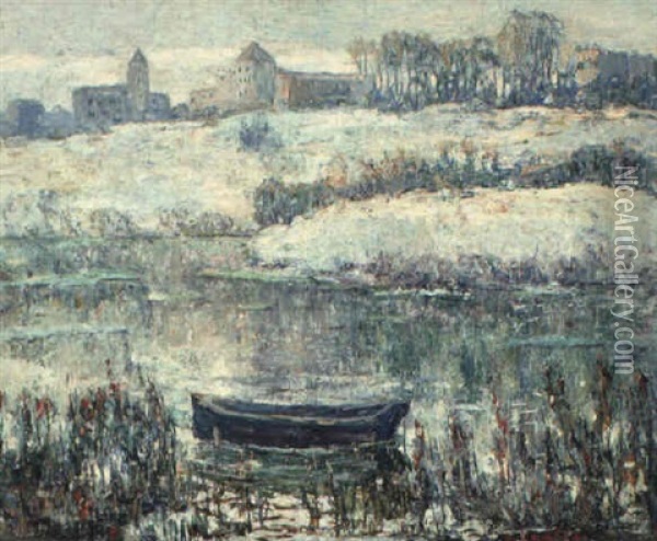 Winter Pond Oil Painting - Ernest Lawson
