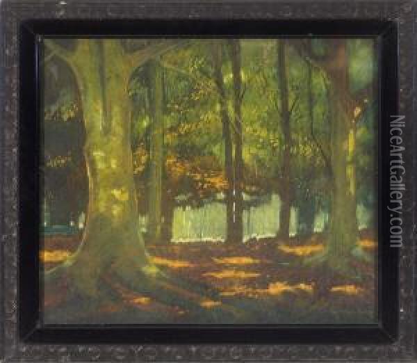 Herbstwald Oil Painting - Andreas Achenbach