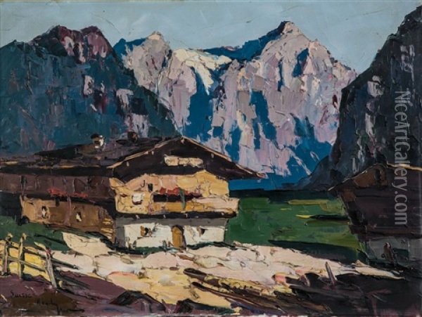Schweizer Berglandschaft Oil Painting - Rudolph Negely